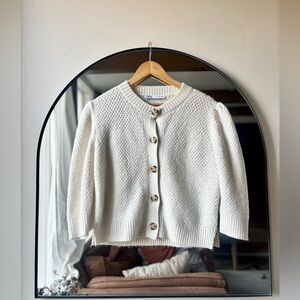 ZARA | wool blend puff sleeve cardigan  | size small